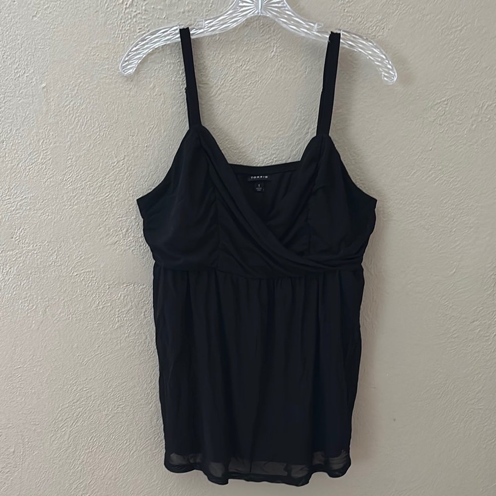 Women’s Plus Size Torrid Lined Black Semi Sheer Tank, 1X